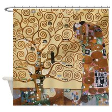 Gustav Klimt Árbol de la vida Cortina de ducha de tela decorativa 2024 - compra barato