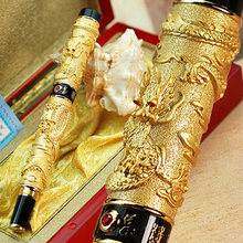 Jinhao благородная Золотая шариковая ручка ДРАКОН РЕЗНЫЕ хрустальные канцелярские принадлежности для школы и офиса роскошные подарочные ручки для письма 2024 - купить недорого