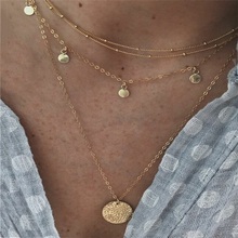 4 Pcs/Set Fashion Gold Round Geometry Tassel Pendant Clavicle Chain  Necklace Simple Women Jewelry  Lady Necklace Set 2024 - buy cheap