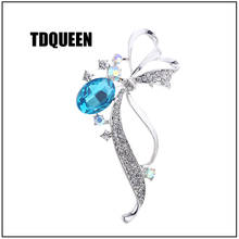 TDQUEEN Blue Crystal Brooches Silver Color Zinc Alloy Scarf Pin Jewelry Christmas Broaches Gift Beautiful Party Pins Brooches 2024 - buy cheap