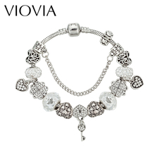VIOVIA-Pulseras con abalorios de estilo de otoño para mujer, brazaletes de Color plateado, cuentas artesanales, joyería Original, B16152 2024 - compra barato
