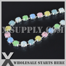 (5yards/lot)SS38 8mm Round Resin(Plastic Material) Silver Rhinestone Cup Chain 2024 - buy cheap