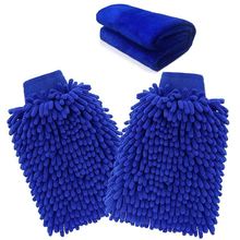 Microfiber Mitt,Car wash mitt(3-Pack) noodle Microfiber Wash Gloves car cleaning Microfiber mitt with polishing cloth 2024 - buy cheap