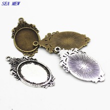 SEA MEW 18*25mm Oval Cabochon Base Antique Bronze Silver Color Alloy Pendant Settings For Jewelry Making 2024 - buy cheap