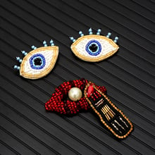 1PC handmade beaded sequins stickers eyes / lips patch embroidery clothes bag shoes DIY craft jewelry fabric patch 2024 - buy cheap