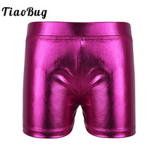 TiaoBug-pantalones cortos deportivos de charol brillante para niños y adolescentes, para gimnasia, baile, entrenamiento, natación, gimnasio 2024 - compra barato