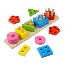 Wooden Color Recognition & Shape Sorter, Colorful Geometric Board Sorting & Stack Chunky Puzzle Toys 2024 - buy cheap