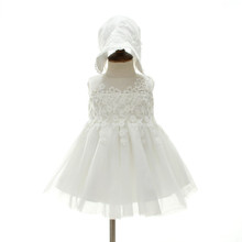 2022 Summer New Baby Girl Baptism Dress With Hat Ball Gown Solid Formal Baptism Clothes Baby Girl Christening Gowns 154708 2024 - buy cheap