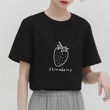Harajuku short-sleeved Fresh and simple strawberry print cotton brand t shirt Graphic Tees Hipster Tumblr Cozy tops drop ship 2024 - buy cheap
