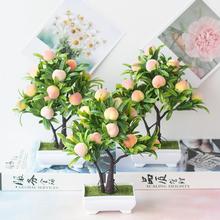 Искусственные цветы 1 шт. искусственный цветок персиковое дерево бонсай домашний офис сад Настольный Декор для вечеринки 2024 - купить недорого
