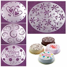 LINSBAYWU 4PCS Big size Different Style Flowers sweet Heart Spray Stencils Birthday Cake DIY Mold Dessert Decorating Bread Tools 2024 - buy cheap