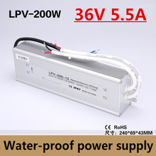 factory outlet 200W 36V 5.5A Waterproof outdoor Single Output power supply for LED light led driver Aluminiun case LPV-200-36 2024 - buy cheap