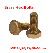 DIN933 M8 Brass Hex Bolts M8*16/20/25/30/35/40/50mm brass hexagon Screws Hex Bolts 2024 - buy cheap