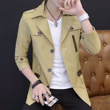 Autumn New Slim Trench Coat Men's Cotton Casual Coat Men's Large Size High Quality Fashion Simple Casual Jacket Windbreaker 2024 - buy cheap