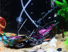 Hongyi decorações de aquário de resina, 1 peça, navio difusor de ar dividido, veículos de desbaste, barco para tanque de peixes, cor aleatória 2024 - compre barato