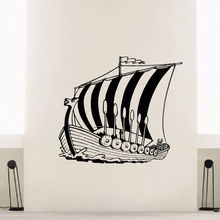 Pegatina de vinilo para decoración del hogar, pegatina de pared de barco vikingo antiguo, estilo del mar, Mural de vinilo, adhesivo para paredes AY737 2024 - compra barato