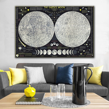 GoldLife  Painting Posters and Prints on Canvas Earth Moon Map Painting Scandinavian Cuadros Wall Art Picture For Living Room 2024 - buy cheap
