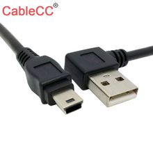 Кабель USB 2,0 A штекер в мини 5-контактный левый Угловой кабель 90 штекер 90 градусов кабель для передачи данных 50 см 2024 - купить недорого