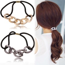 Fashion Women Metal Chain Hair Band Rope Piece Ring Scrunchie Ponytail Holder Elastic Hair Band Charm Hair Accessories 2024 - buy cheap