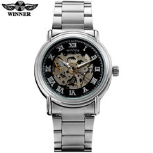 WINNER fashion casual men mechanical watches china hot brand skeleton men wristwatches silver stainless steel band reloj hombre 2024 - buy cheap