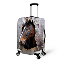 Brown impressão animal cavalo viagem mala capa estiramento 18/20/22/24/26/28 à prova dwaterproof água bagagem protetora poeira capa 2024 - compre barato