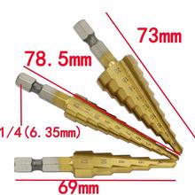 3PCS/SET HSS 4241 Steel Step Cone Titanium Coated Drill Bit Cut Tool Set Hole Cutter 3-12/4-12/4-20 for metal 2024 - buy cheap