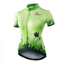2017 Green Cycling Jersey Women Grass Cycling Shirt Flower Bicycle Clothes Girl Short Sleeve Bike Jerseys 2024 - buy cheap