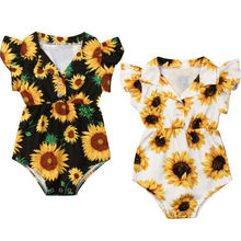 Focusnorm Summer Toddler Baby Girl Clothes Sunflower Off Shoulder Romper Jumpsuit Outfits Sunsuit 0-4Y 2024 - buy cheap