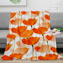 Orange Poppies On A White Background Throw Blanket Warm Microfiber Blanket Flannel Blanket  Bedroom Decor 2024 - buy cheap