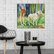 AAVV An Modern oil painting Art Canvas Painting Girl with Dog Movement Animals Art Prints Poster Wall Pictures Kids Room Decor N 2024 - buy cheap