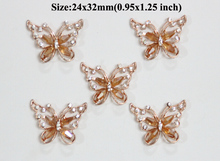 Free Shipping Wholesale 20pcs/lot 27x15mm Butterfly Rhinestone Flatback Button For Hair Flower Wedding Invitation LSFY005 2024 - buy cheap