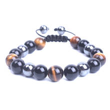 10mm Tiger Eye , Hematite , Black Onyx Beads Bracelet For Men&women Natural Stone Jewelry Drop Shipping Adjustable Bracelet 2024 - buy cheap