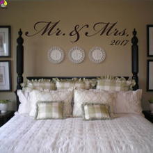 Mr & Mrs-pegatina de pared con fecha personalizada para dormitorio, sofá, Sala de bodas, fiesta, frase calde pared familia de vinilo, decoración del hogar, Mural artístico 2024 - compra barato