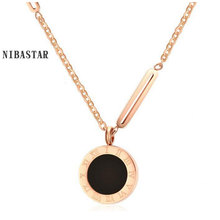 Fashion Jewelry Women Stainless Steel Rose Gold Colour Necklace Simple Roman Numeral Shell Pendant Necklace 2024 - buy cheap