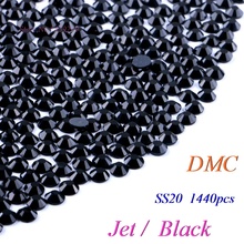 SS20 Jet/черный DMC исправления горный хрусталь Стекло кристаллы камни Hot Fix на FlatBack со стразами с клеем 2024 - купить недорого