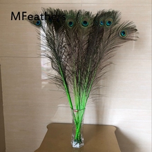 EMS Fast shipping 1000pcs Directly Dyed Apple Green Peacock tails feathers 80-90cm long Diy jewelry Decorative Deco fittings 2024 - buy cheap