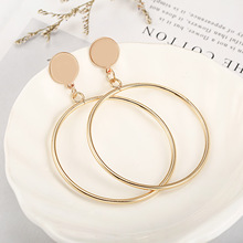 Simple Fashion Gold Color Big Round Dangle Earrings For Women Geometri Big Hollow Ladies Drop Earrings jewelry Wholesale 2024 - buy cheap