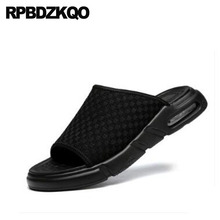 Diapositivas Zapatos Negro Casual Marca Famosa Lona Impermeable Hombres Playa Sandalias Para Hombre 2018 Verano Al Aire Libre Ponerse Plano Zapatillas Suave 2024 - compra barato