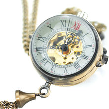 Steampunk Transparent Glass Ball Mechanical Pendant Pocket Watch Chain New Mens P100 2024 - buy cheap