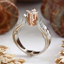 Женское кольцо с цветами розы, розовое золото, подарок на день рождения, Прямая поставка 2024 - купить недорого