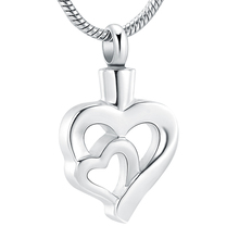 JJ9996 Double Heart Cremation Urn Jewelry For Women  Keepsake Necklace Stainless Steel Memorial Pendant To Hold Ashes 2024 - buy cheap