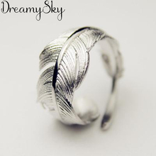 New Trendy Bridal Jewelry Silver Color Feather Rings For Women Girls Gift Bohemian Vintage Large Engagement Ring Anillos 2024 - buy cheap