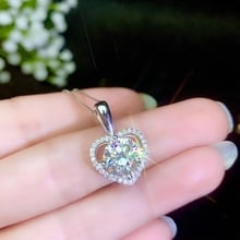 christmas gift heart  love confession crackling moissanite pendant necklace silver fine jewelry shiny better than diamond 9*9mm 2024 - buy cheap