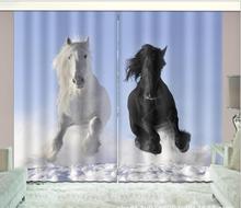 Черно-белая лошадь 3D оконные шторы затемненные Гостиная Офис Спальня Шторы Rideaux Cortinas Индивидуальный размер наволочка 2024 - купить недорого