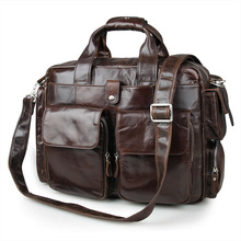 Vintage Coffee Real Skin Genuine Leather Men Briefcase Man Messenger Bags Business Travel Bag Portfolio #M7219 2024 - buy cheap