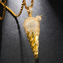 D & Z индивидуальное ожерелье с подвеской в форме мороженого, покрытое льдом микро ААА + CZ ожерелье с мороженым для мужчин, ювелирные изделия в стиле хип-хоп 2024 - купить недорого