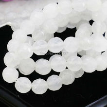 Accessories 8mm White Chalcedony Round Loose DIY Faceted Beads Stone Women Girl Gift 15inch New Jewelry Making Wholesale Fitting 2024 - buy cheap