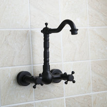 YANKSMART bañera romana caliente fría montado en la pared frotado con aceite negro bronce lavabo grifo de fregadero grifo mezclador 2024 - compra barato