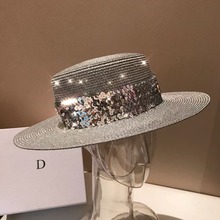 01904-shi 2019 summer Mixed Grass Knitting of Gold and Silver Yarn Sequins beach fashion fedoras cap men women leisure jazz hat 2024 - buy cheap