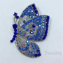 Rhodium Plated Blue Austrian Crystal Multicolour Butterfly Pin Brooch Wedding Butterfly Brooch Women Fashion Jewelry Xmas Gift 2024 - buy cheap